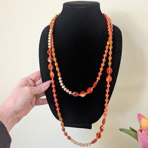 Vintage Orange Beaded Necklace